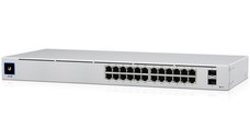 Ubiquiti USW-24-POE Gigabit Layer 2 switch with twenty-four Gigabit Ethernet ports including sixteen auto-sensing 802.3at PoE+ p