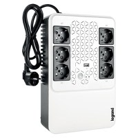 UPS Legrand MULTIPLUG 600, 600VA/360W, 6x German standard sockets, USB charger, baterie 1x 12V 7.2Ah, 230V, tehnologie Line inte - 1