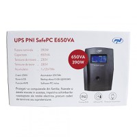 UPS PNI SafePC E650VA, putere 390W, 1.8A, iesire 2 x 230V, ecran LCD acumulator 7.2A inclus, Capacitate: 12V/7Ah, Timp backup: 8 - 8
