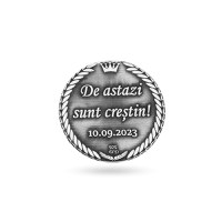 Moneda Botez 3cm din Argint 925 personalizata cu numele si data - 4