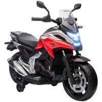 AIYAPLAY Motocicletă Electrică pentru Copii 3-6 ani, Motocilcetă cu Faruri, Muzică și Roți, Motocicletă de Jucărie din PP și Metal, 107x46x75 cm, Roșu - 1