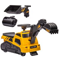 Aosom 3 in 1 Ride on Excavator Bulldozer with Music, Yellow | Aosom Romania - 1