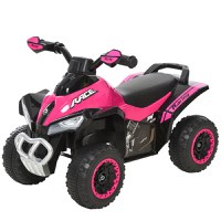 ATV Jucarie pentru copii Ride On cu lumini si sunete HOMCOM, miscare prin impingere varsta recomandata 18-36 luni, roz, 67,5x38x 44cm | Aosom RO - 1