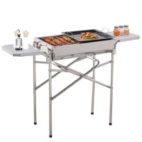 Barbecue cu Carbon BBQ Grill Outsunny cu Blat de Sprijin in Otel Inox | Aosom RO - 1