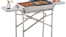 Barbecue cu Carbon BBQ Grill Outsunny cu Blat de Sprijin in Otel Inox | Aosom RO