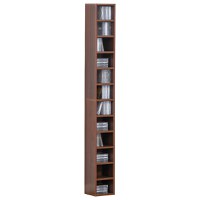 Biblioteca tip coloana cu 12 etajere, din MDF, sustine maxim 15kg 21x20x175cm, maro HOMCOM | Aosom RO - 1