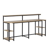 Birou dublu Stil Industrial HOMCOM, MDF/Metal, 200x53x100 cm, Negru/Maro | Aosom RO - 1