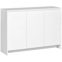 Bufet Modern cu 12 Rafturi Interioare din PAL pentru Bucatarie, Sufragerie si Hol, 120x35x85 cm, Alb HOMCOM | Aosom RO - 1