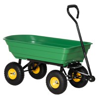 Cărucior de grădină 75L din oțel și PP cu cuvă rabatabilă și mâner de transport, 109x52x94 cm, de culoare verde închis Outsunny | Aosom Romania - 1