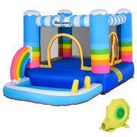 Castel Gonflabil pentru Copii Outsunny cu Trambulina si Piscina, Pompa Electrica Inclusa 290x200x155cm, Multicolor | Aosom Romania - 1