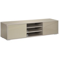 Comoda TV joasa pentru TV 177cm max din MDF gri cu 3 rafturi deschise si 2 dulapuri, 160x39x41,2 cm HOMCOM | Aosom RO - 1