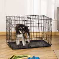 Cusca de transport pentru animale cu 2 usi cu inchidere de siguranta dubla, fir de otel si ABS 76×46×52cm Negru PawHut | Aosom RO - 1