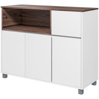 Dulap de Bucătărie Bufet Modern din Lemn cu Dulapuri, Sertar și Compartiment Deschis, Dulap Multifuncțional 105x39x83cm HOMCOM | Aosom RO - 1