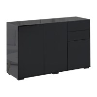 Dulap multifunctional negru HOMCOM cu 2 sertare si 2 dulapuri cu apasare, 117x36x74cm - 1