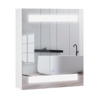 Dulapior de Baie HOMCOM cu 1 Usa Basculanta Oglinda si Lumini LED 60 x 50 x15cm | Aosom Romania - 1