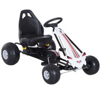 Go-Kart Homcom cu Pedale pentru Copii, Alb si Negru | Aosom RO - 1