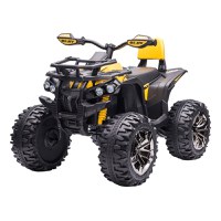 HOMCOM ATV Electric pentru Copii 12V, 3-5 Ani, 100x65x73cm - Negru/Galben | Aosom Ro - 1