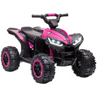 HOMCOM ATV Electric pentru Copii cu Motor Dublu și 2 Viteze, Roți, Faruri LED, Claxon și Muzică, 83x53x55.5 cm, Roz | Aosom Romania - 1