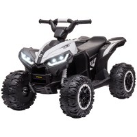 HOMCOM ATV Electric pentru Copii, Motocicletă pentru Copii cu Motor Dublu, 2 Viteze, Roți Late și Faruri LED, 83x53x55.5 cm, Alb | Aosom Romania - 1