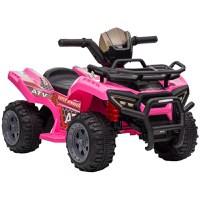 HOMCOM ATV Eletric pentru Copii 18-36 Luni cu Baterie Reincarcabila 6V, Mini ATV pentru Copii din Metal si PP, 70x42x45 cm, Roz | Aosom Romania - 1