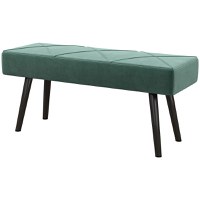 HOMCOM Bancă pentru Capătul Patului cu Căptușeală, Intrare și Bancă de Living din Catifea și Țesătură cu Efect de Oțel, 100x36x45 cm, Verde - 1