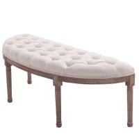 HOMCOM Banca pentru Capatul patului cu Structura de Lemn si Capitonata in Stil Chesterfield, Beige, 140,5x51x48cm - 1