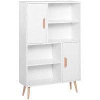 HOMCOM Bibliotecă, Dulap Multifuncțional cu 2 Uși și Rafturi, 80x23.5x123 cm, Alb | Aosom Romania - 1