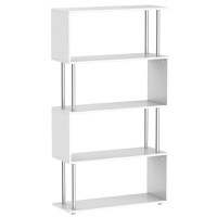 HOMCOM biblioteca moderna, 4 rafturi, 80x30x145cm alb | AOSOM RO - 1