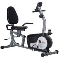 HOMCOM Bicicletă de Exerciții Înclinată Orizontală cu 8 Nivele de Rezistență, Monitor LCD și Scaun Reglabil, 122-137x62x103 cm, Gri | Aosom Romania - 1