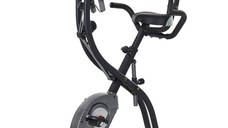 HOMCOM Bicicleta pliabila cu spatar, Bicicleta Spin Bike cu Benzi Elastice, Bicicleta de Spinning cu afisaj LCD Gri