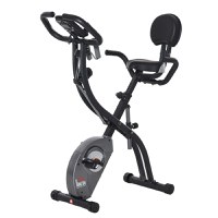 HOMCOM Bicicleta pliabila cu spatar, Bicicleta Spin Bike cu Benzi Elastice, Bicicleta de Spinning cu afisaj LCD Gri - 1