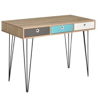 HOMCOM Birou Stil Nordic 3 Sertare, Design Minimalist Funcțional, Alb, 110x50x77.5cm | Aosom Romania - 1