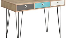 HOMCOM Birou Stil Nordic 3 Sertare, Design Minimalist Funcțional, Alb, 110x50x77.5cm | Aosom Romania