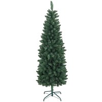 HOMCOM Brad Artificial de Crăciun cu 479 Ramuri, Brad de Crăciun Înalt și Îngust cu Bază Pliabilă, Ø65x180 cm, Verde | Aosom Romania - 1