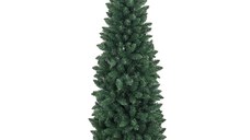 HOMCOM Brad Artificial de Crăciun cu 479 Ramuri, Brad de Crăciun Înalt și Îngust cu Bază Pliabilă, Ø65x180 cm, Verde | Aosom Romania