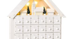 HOMCOM Calendar de  Advent, Calendar din Lemn cu 24 sertare, decoratiune de craciun cu lumini | AOSOM RO