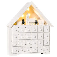 HOMCOM Calendar de  Advent, Calendar din Lemn cu 24 sertare, decoratiune de craciun cu lumini | AOSOM RO - 1