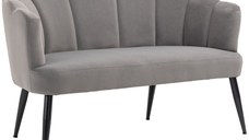 HOMCOM Canapea 132 cm pentru dormitor, mobilier modern din catifea, canapea mica tapitata pentru spatii mici, gri | Aosom Romania