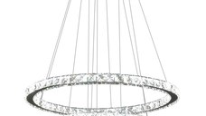 HOMCOM Candelabru din cristal cu 3 inele cu telecomanda reglabila moderna din otel inoxidabil Ф60 x 110cm | AOSOM RO