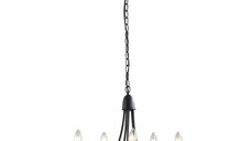 Homcom Candelabru Suspendat si Impletit Tavan din Otel cu 5 Sfesnice, Negru 158x45Hcm