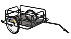 HOMCOM Cărucior pentru Bicicletă cu Pereți Pliabili și Detașabili, Remorcă pentru Bicicletă din Oțel și PE, 139x71.5x49 cm, Negru | Aosom Romania