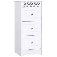 Homcom comoda din lemn pentru baie, 29,8x29,8x68,5cm, alba | Aosom Ro - 1