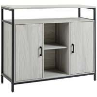 HOMCOM Comoda modern din lemn cu rafturi, dulap, buffet , mobilier pentru hol 100x34x87.2cm, gri deschis | AOSOM RO - 1