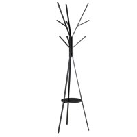 HOMCOM Cuier în Formă de Pom Design Modern, Metal Negru, Ideal pentru Hol, 45x45x180 cm | Aosom Romania - 1