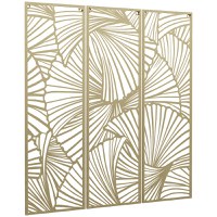 HOMCOM Decor de perete din metal , 3 piese, frunze aurii, 30 x 90 cm | AOSOM RO - 1