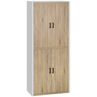 HOMCOM din lemn MDF dulap cu 4 rafturi reglabile, 4 usi si dispozitiv anti-basculare, 80x40x182cm, crem si alb - 1