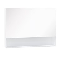 HOMCOM Dulap cu oglinda de perete cu lumini LED, raft deschis si raft intern reglabil, sticla si MDF, 80x15x60cm - 1