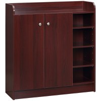 HOMCOM Dulap de pantofi din lemn pentru 12 perechi de pantofi cu 4 rafturi deschise, 83x30x90 cm, culoare cafea | AOSOM RO - 1