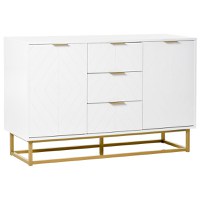 HOMCOM Dulap Modern Alb, Bufet jos pentru bucatarie sau sala de mese cu 3 sertare si 2 usi, 120x40x76 cm - 1