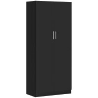 HOMCOM Dulap modern cu 2 usi si dulapuri de depozitare pentru acasa Mobilier de organizare a depozitarii cu rafturi pe 4 nivele, 180 cm, gri - 1